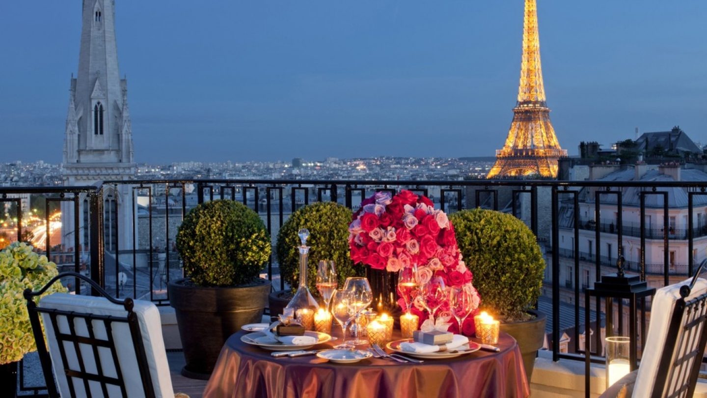 A lavish suite at Four Seasons Hotel George V with classic French decor 